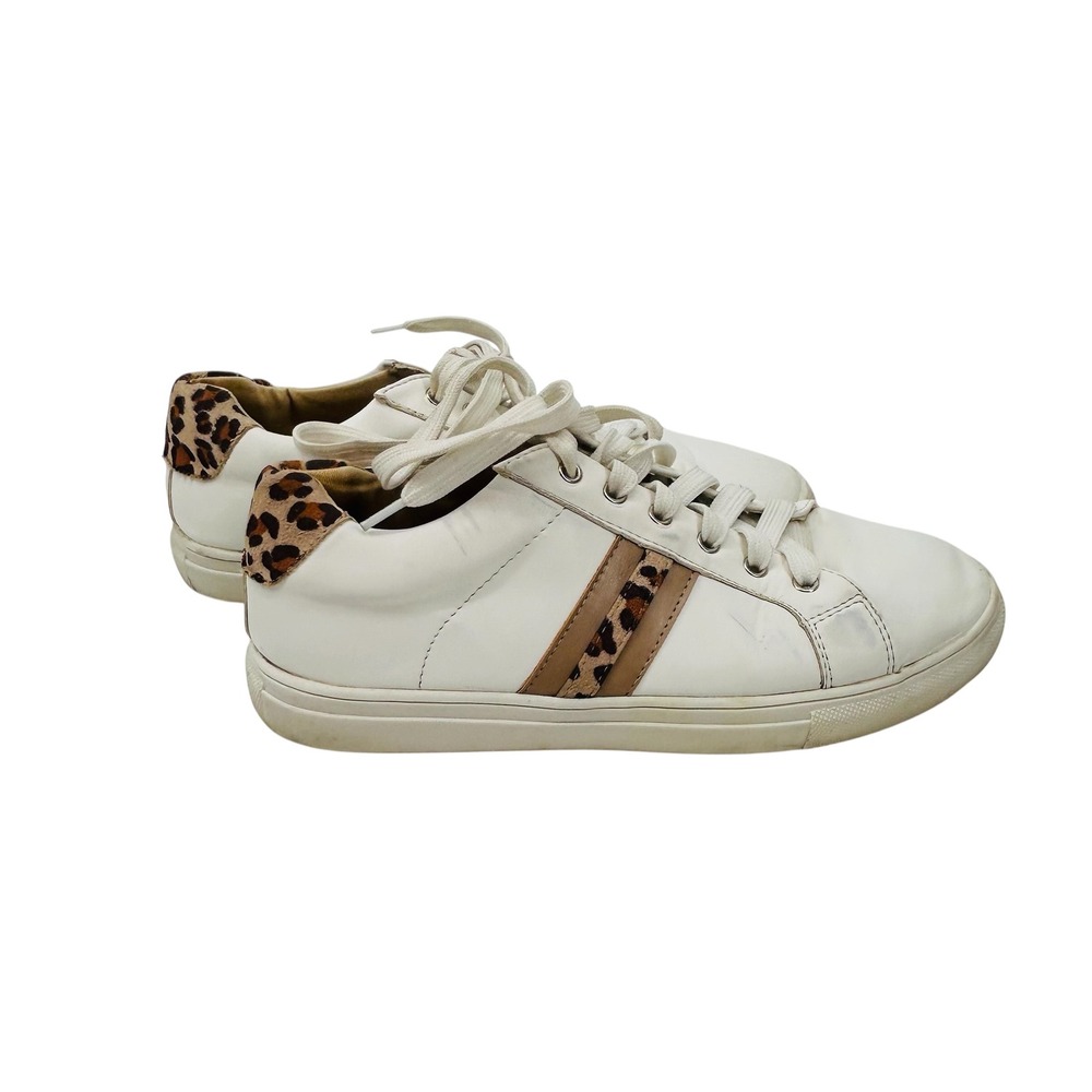 Camel Toes Leopard Print‎ Stripe White Sneakers Size 8